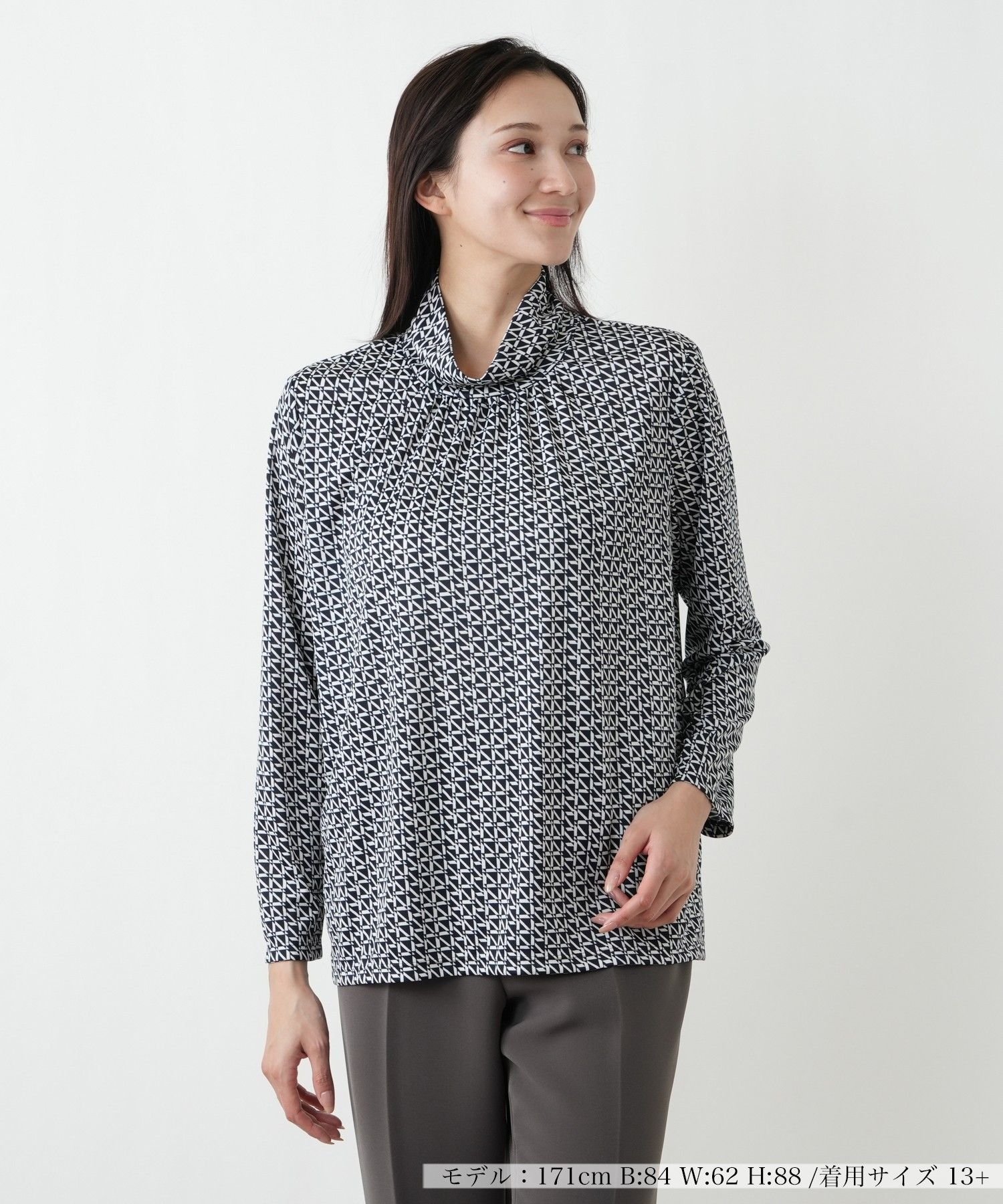 Leilian PLUS HOUSE 【店頭人気】カットソー【ROCHAS Premiere】 レリアン プラスハウス トップス カットソー・Tシャツ ネイビー ブルー