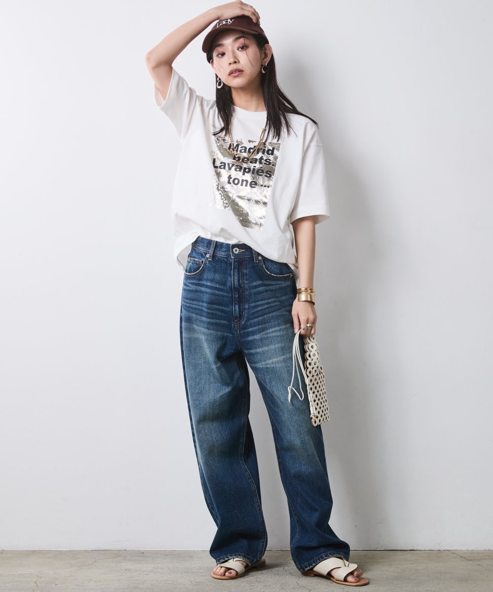 CHIC STYLE 綿100%箔プリントTシャツ＜大きいサイズ有＞シックスタイル シックスタイル トップス カットソー・Tシャツ ホワイト【送料無料】