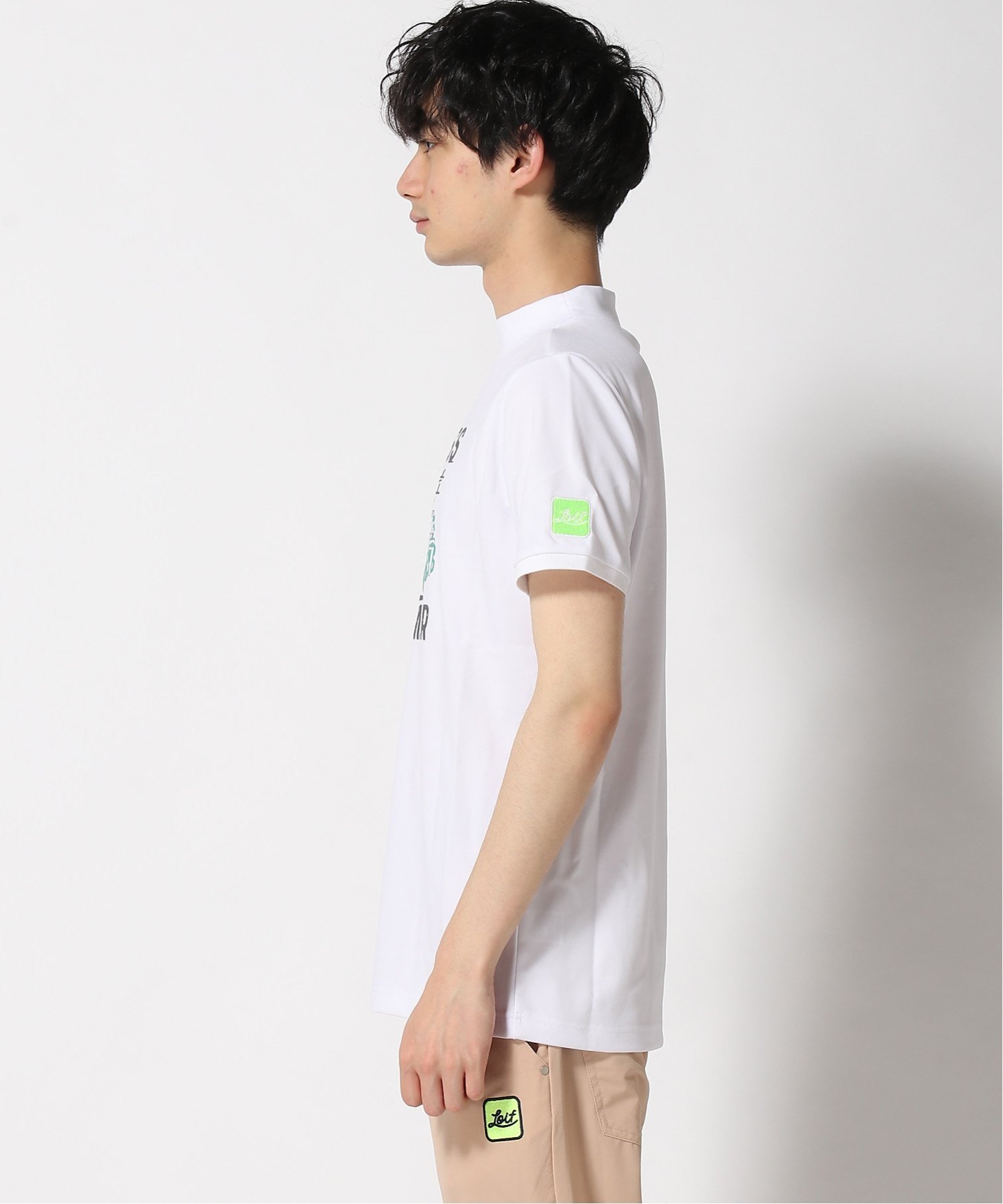Loif (M)【Loif GOLF】グラフィックハイネックシャツ フリーノット トップス シャツ・ブラウス ベージュ ホワイト