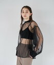 【SALE／19 OFF】EMMA LIMBER Tulle Over Blouse(チュールオーバーブラウス) エマリンバー トップス シャツ ブラウス ブラック ベージュ ブルー【送料無料】