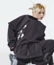 tk.TAKEO KIKUCHI K'Project by Aoi Composer Face Print Hoodie ティーケータケオキクチ トップス パーカー・フーディー グレー ブラック【送料無料】