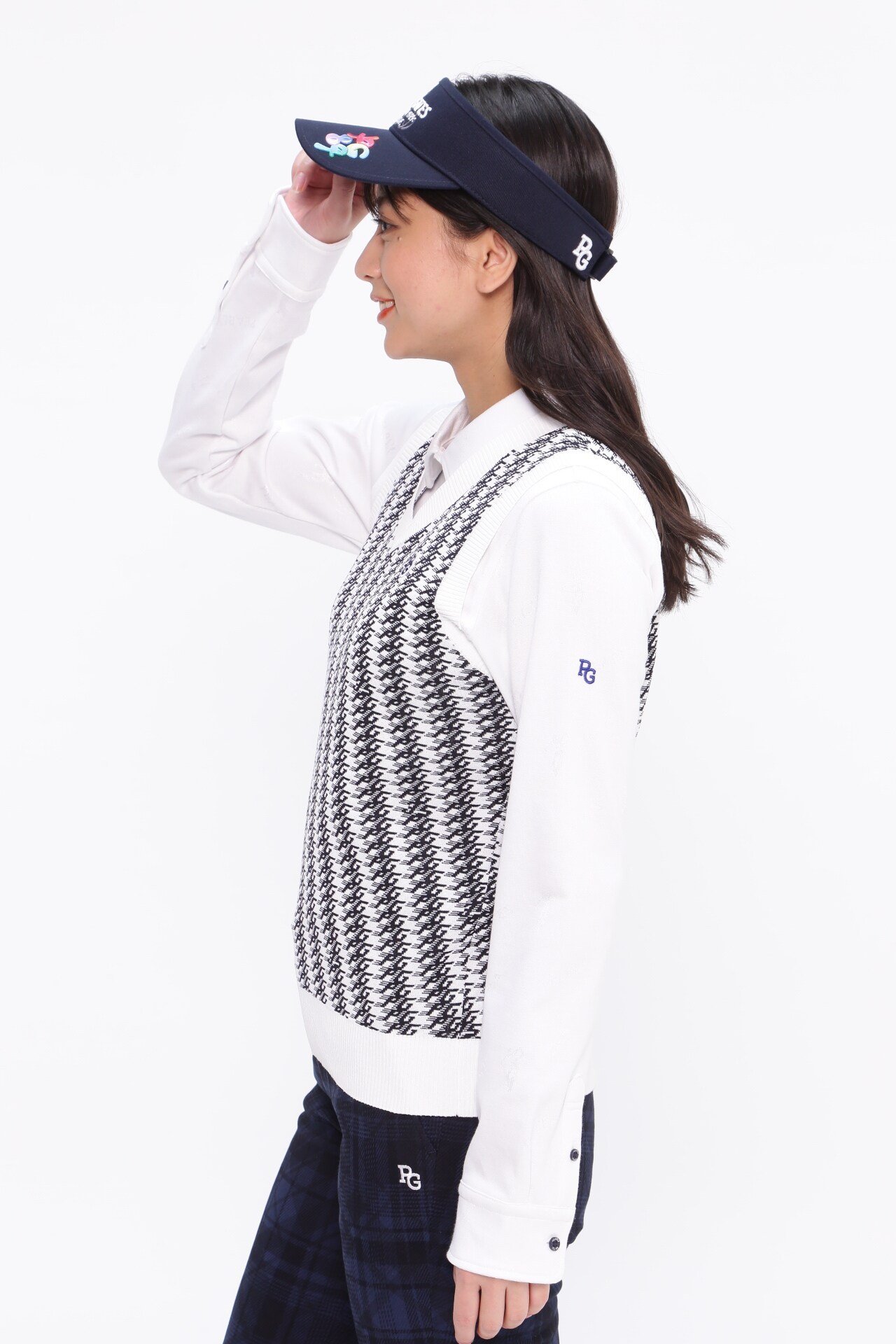 PEARLY GATES Vネックニットベストプルオーバー ＜小紋柄シリーズ＞ パーリーゲイツ トップス ニット ホワイト