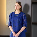 Liliane Burty 【セットアップ対応】オパールプリント プルオーバーブラウス リリアンビューティ トップス シャツ・ブラウス ブラック ブルー【送料無...