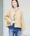 Petit Honfleur ノーカラージャケット プチオンフルール ジャケット・アウター ノーカラージャケット ベージュ ネイビー【送料無料】