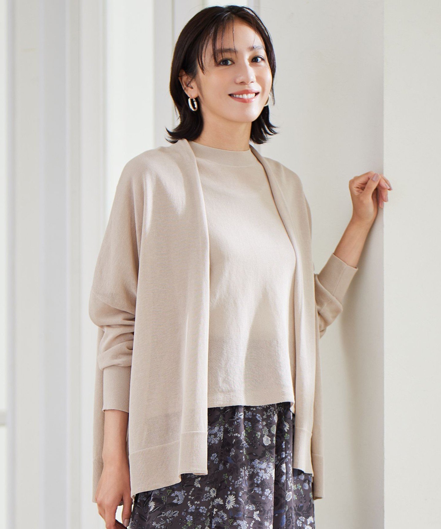 自由区 【アンサンブル対応・洗える】ドライシアーファインゲージ カーディガン ジユウク トップス カーディガン ブルー ベージュ ネイビー【送料無料】