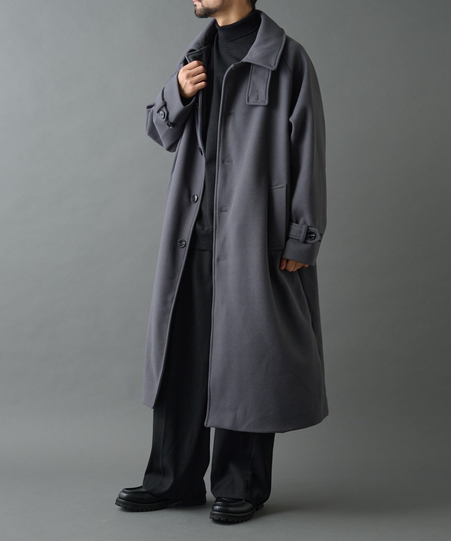 COLONY 2139 テックウールステンカラーロングコート コロニー トゥーワンスリーナイン ジャケット・アウター その他のジャケット・アウター ブラック グ...