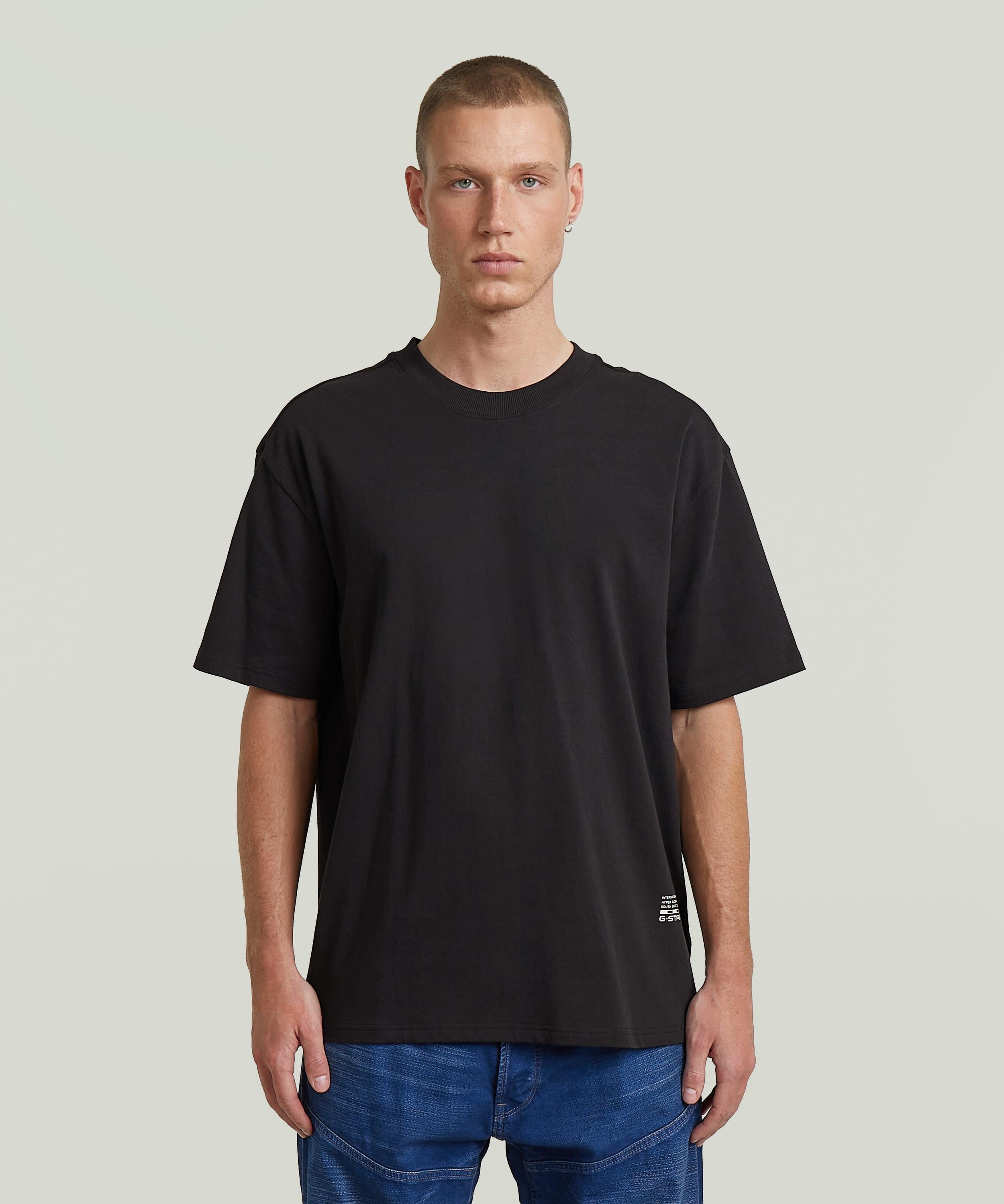【公式ショップ】Back Applique Relaxed T-Shirt/バックアップリケグラフィックデザインオーバーサイズTシャツ ジースターロゥ トップス カットソー・Tシャツ ブラック