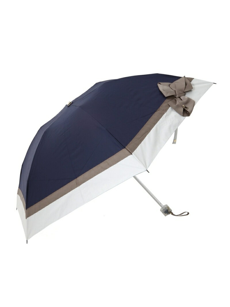 LANVIN en Bleu LANVIN en Bleu/(W)晴雨兼用折りたたみ傘 "切り継ぎ ビジューリボン" ムーンバット ファッション雑貨 折りたたみ傘 ネイビー ブラック ベージュ【送料無料】のサムネイル
