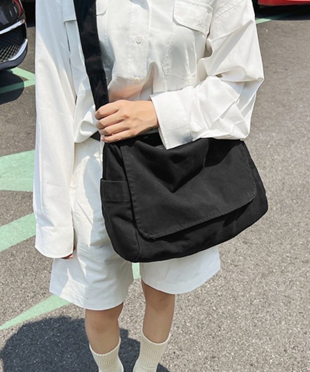 【SALE／20%OFF】Fun&Daily Fun&Daily/(U)F&D : カラーキャンバルショルダーバック ファンアンドデイリー バッグ ショルダーバッグ ブラック