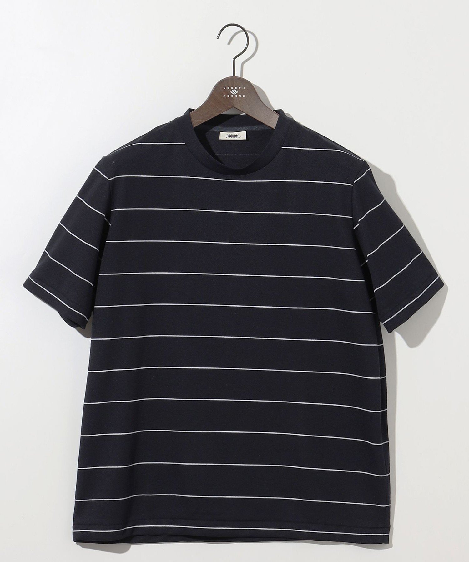 ABBOUD 【和紙ニット/日本素材・縫製/ 軽量/通気性/速乾性】和紙フライスボーダー Tシャツ ジョセフアブード トップス カットソー・Tシャツ ネイビー ホワイト