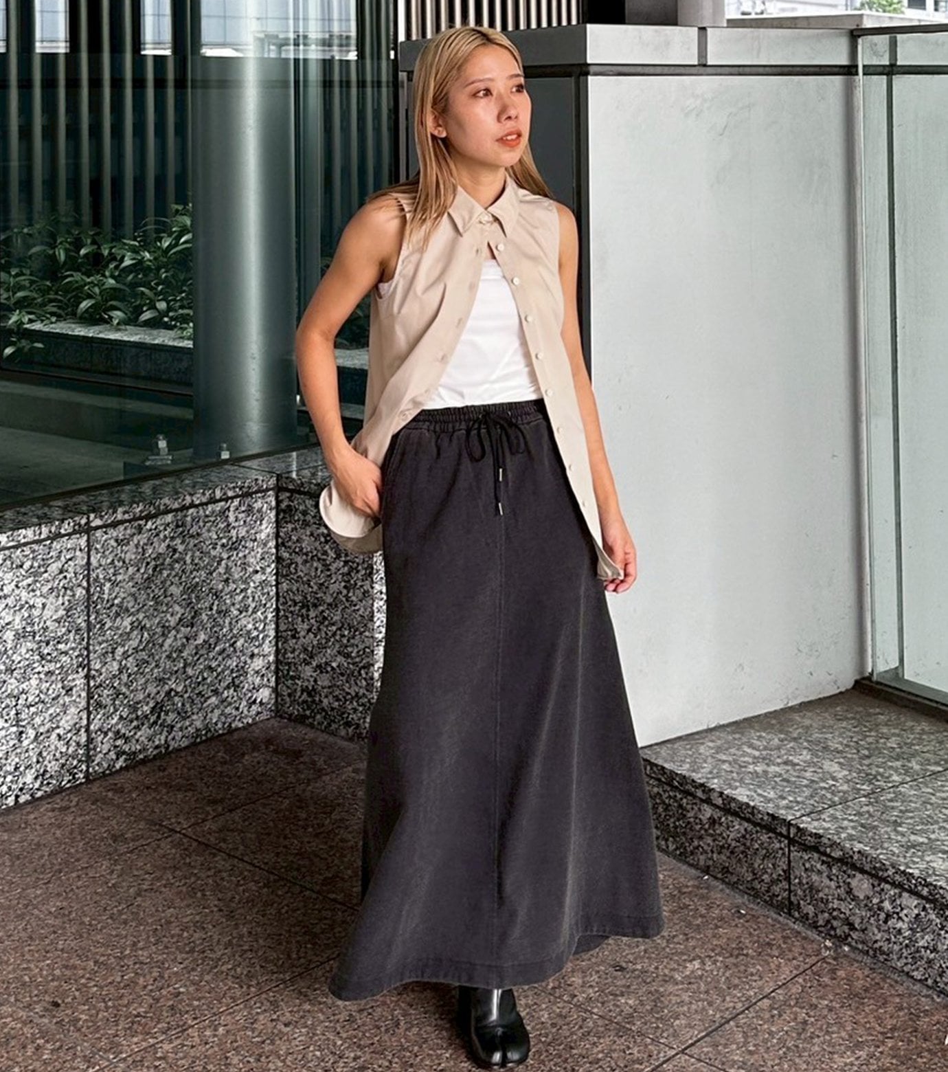 LE CIEL BLEU オゾンウォッシュジャージースカート / Ozone Washed Jersey Skirt ルシェルブルー スカート ミディアムスカート グレー