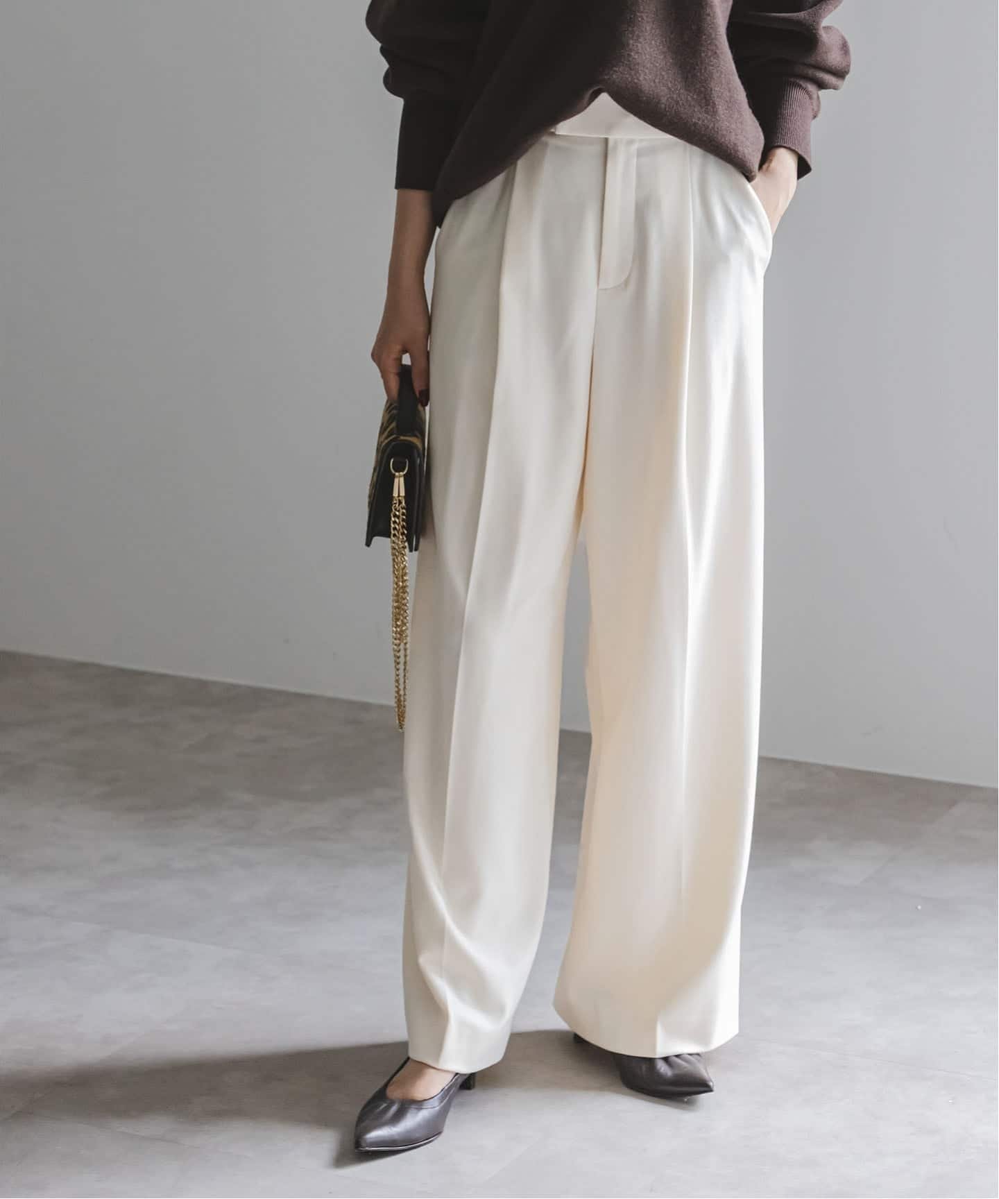 NOBLE 《追加・WEB限定カラー》TRツイル裏起毛スラックスパンツ ノーブル パンツ スラックス・ドレスパンツ グレー ブラウン ベージュ ホワイト【送料無料】のサムネイル