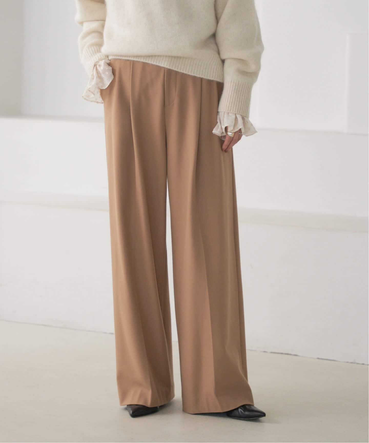 NOBLE 《追加》《WEB限定カラー》TRツイル裏起毛スラックスパンツ ノーブル パンツ スラックス・ドレスパンツ グレー ブラウン ベージュ ホワイト【送料無料】のサムネイル