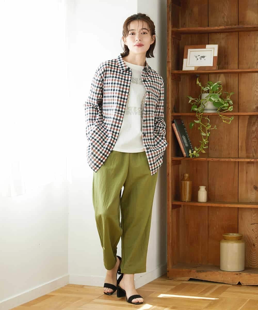 （小さいサイズ） [日本製]ナチュラルスムースパンツ メゾンドゥサンク パンツ その他のパンツ ブラック グリーン