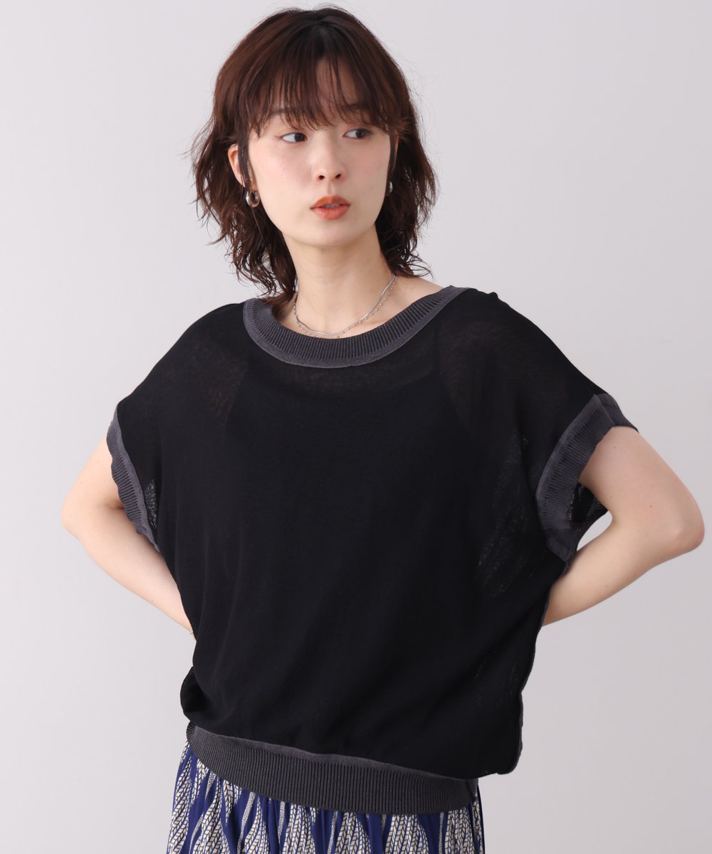 【SALE／20%OFF】Bou Jeloud 【接触冷感/リバーシブル】シアーレイヤードニットプルオーバー バブ / ブージュルード トップス ニット グリーン グレー【送料無料】