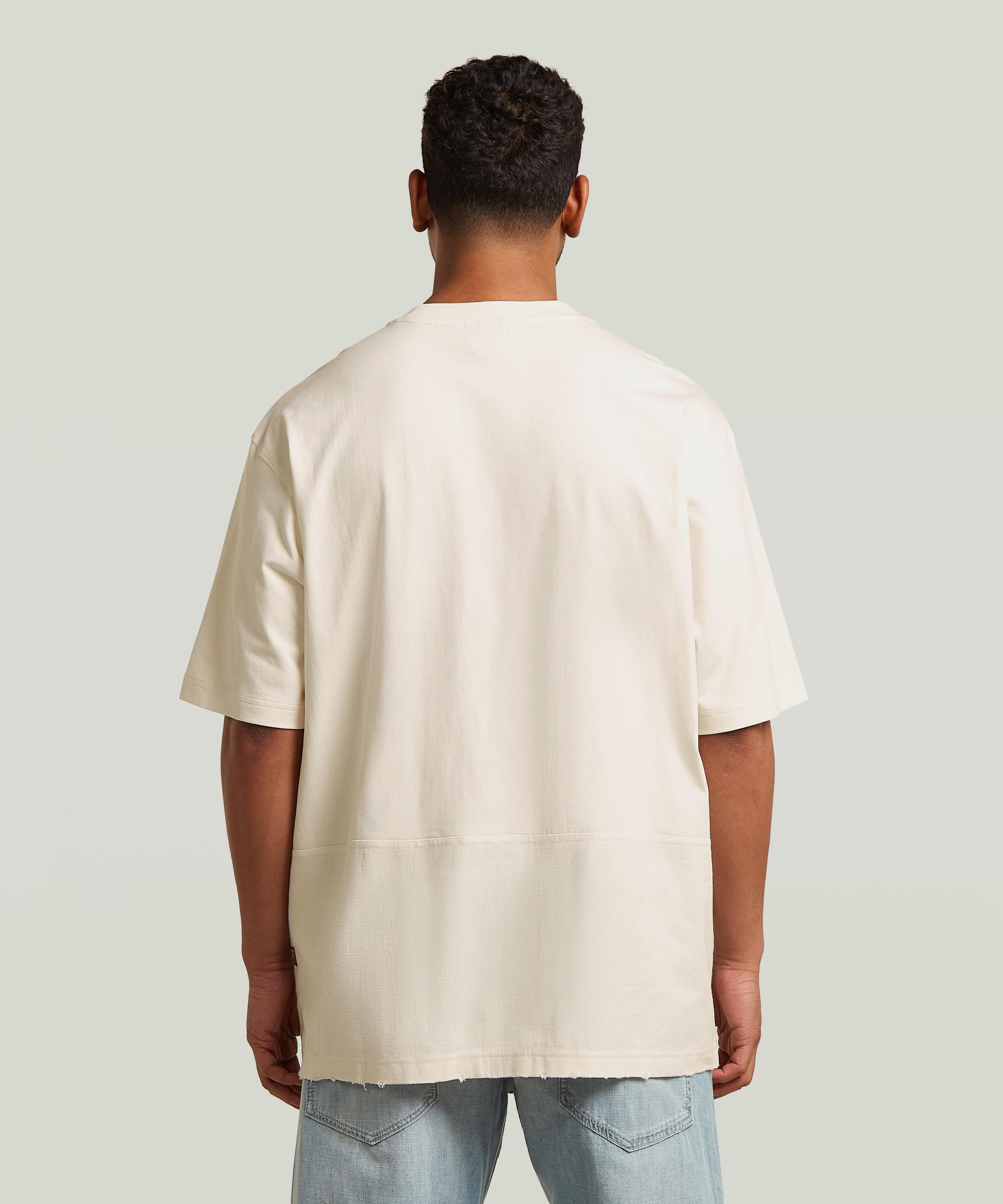 【公式ショップ】Utility Fabric Mix T-Shirt/異素材ミックスウォッシュ加工フロントポケットルーズTシャツ ジースターロゥ トップス カットソー・Tシャツ ベージュ