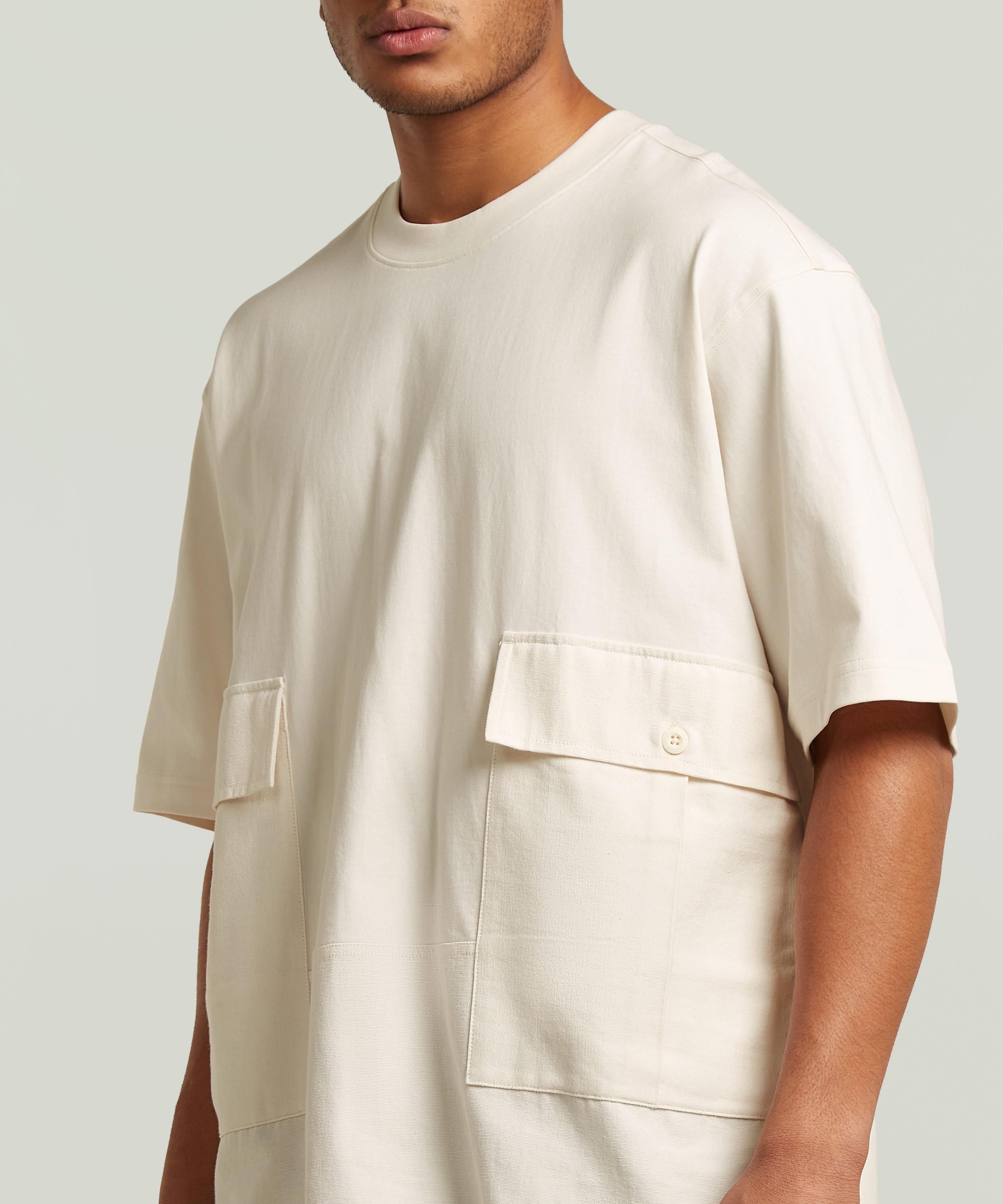 【公式ショップ】Utility Fabric Mix T-Shirt/異素材ミックスウォッシュ加工フロントポケットルーズTシャツ ジースターロゥ トップス カットソー・Tシャツ ベージュ