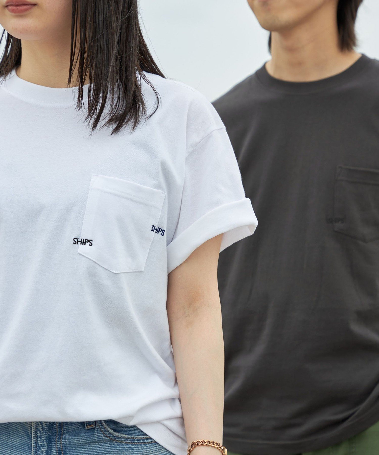 SHIPS MEN 【WEB限定】SHIPS: WマイクロSHIPSロゴ ポケット Tシャツ シップス トップス カットソー・Tシャツ ブラック ネイビー ホワイト グレー