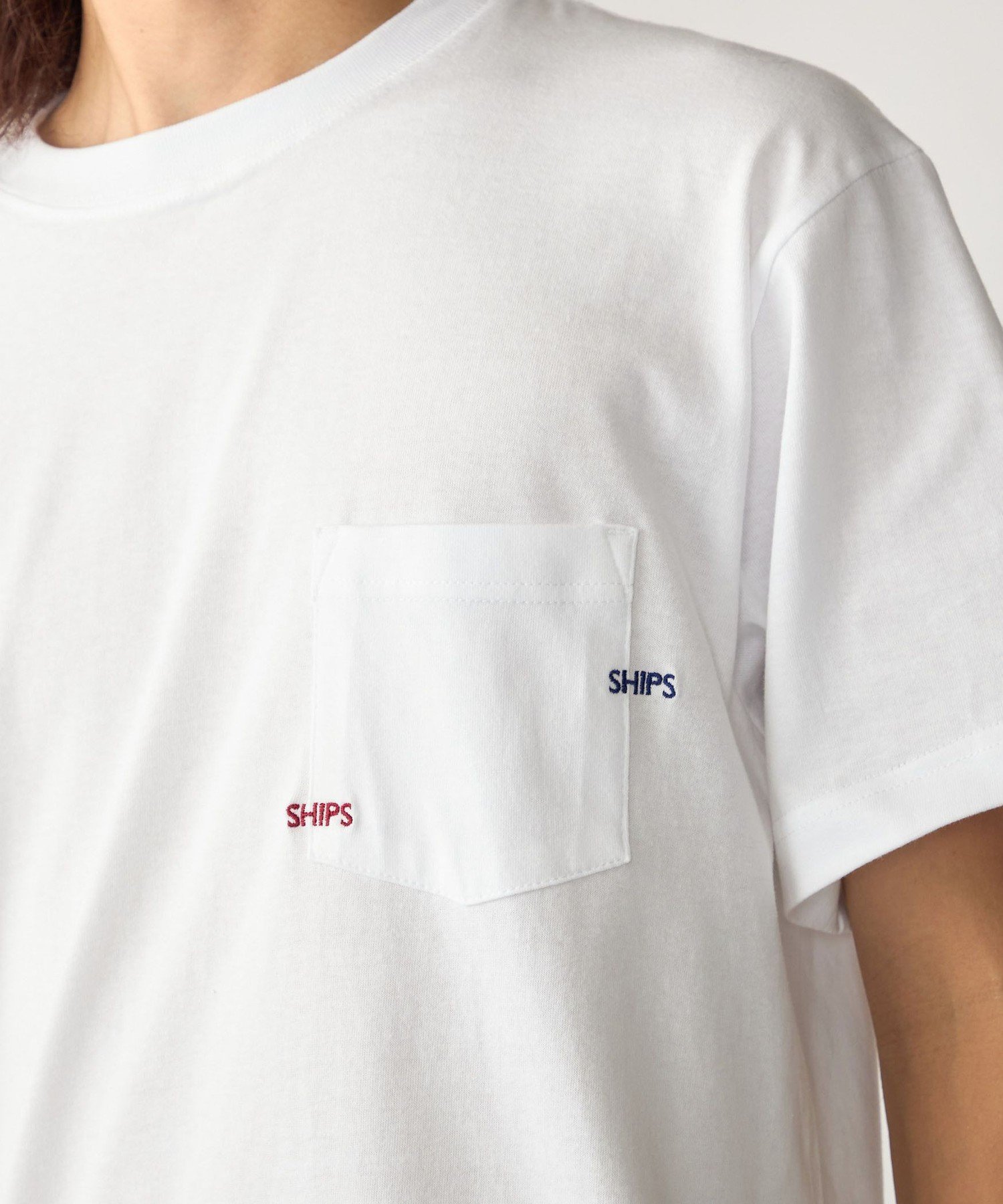 MEN 【WEB限定】SHIPS: WマイクロSHIPSロゴ ポケット Tシャツ シップス トップス カットソー・Tシャツ ブラック ネイビー ホワイト グレー