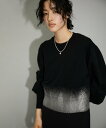 【SALE／30%OFF】ADAM ET ROPE' FEMME 【WEB限定】ハイゲージ箔プリントニット アダムエロペ トップス ニット ブラック ホワイト【送料無料】