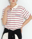 Sonny Label 【予約】メッセージボーダーポロシャツ サニーレーベル トップス ポロシャツ ホワイト ブラウン グレー【送料無料】
