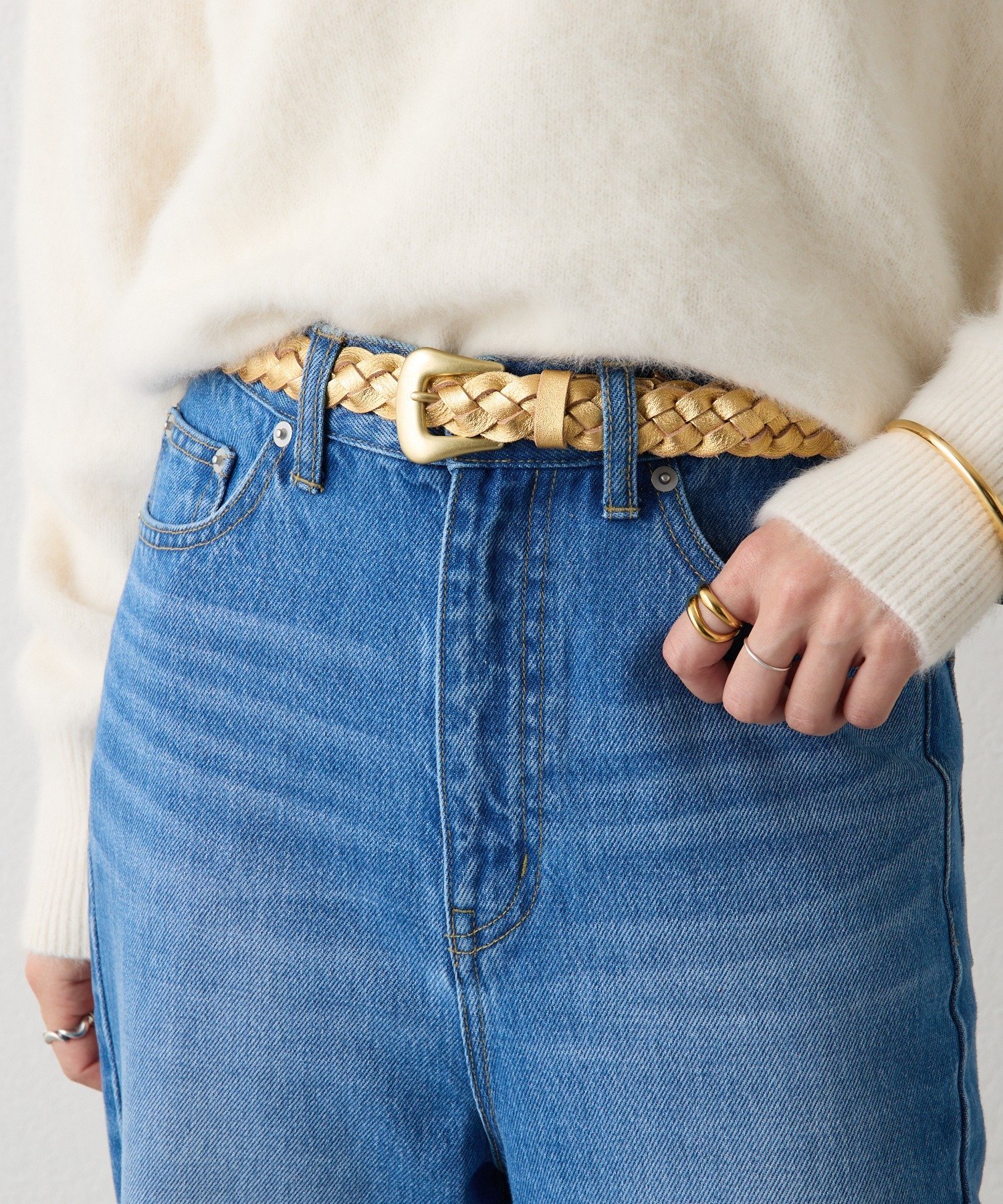 RIVE DROITE 【MONN.:.(モン)】メッシュベルト リヴドロワ ファッション雑貨 ベルト ブラウン ゴールド..