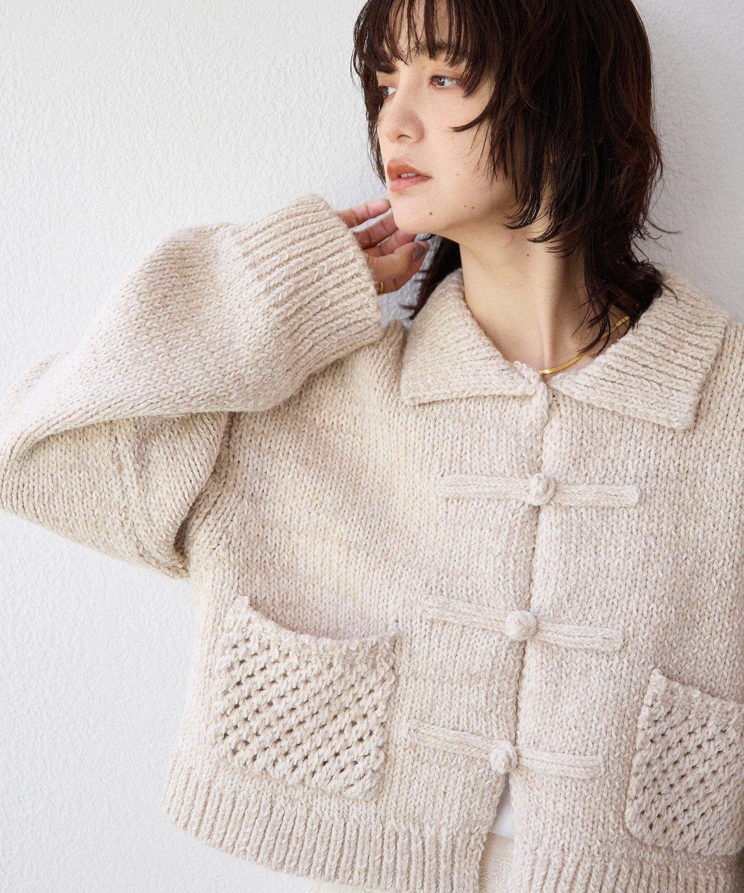 RIVE DROITE 予約【a Nice (ア ・ニース)】ニットジャケット リヴドロワ トップス ニット ネイビー ベージュ【送料無料】