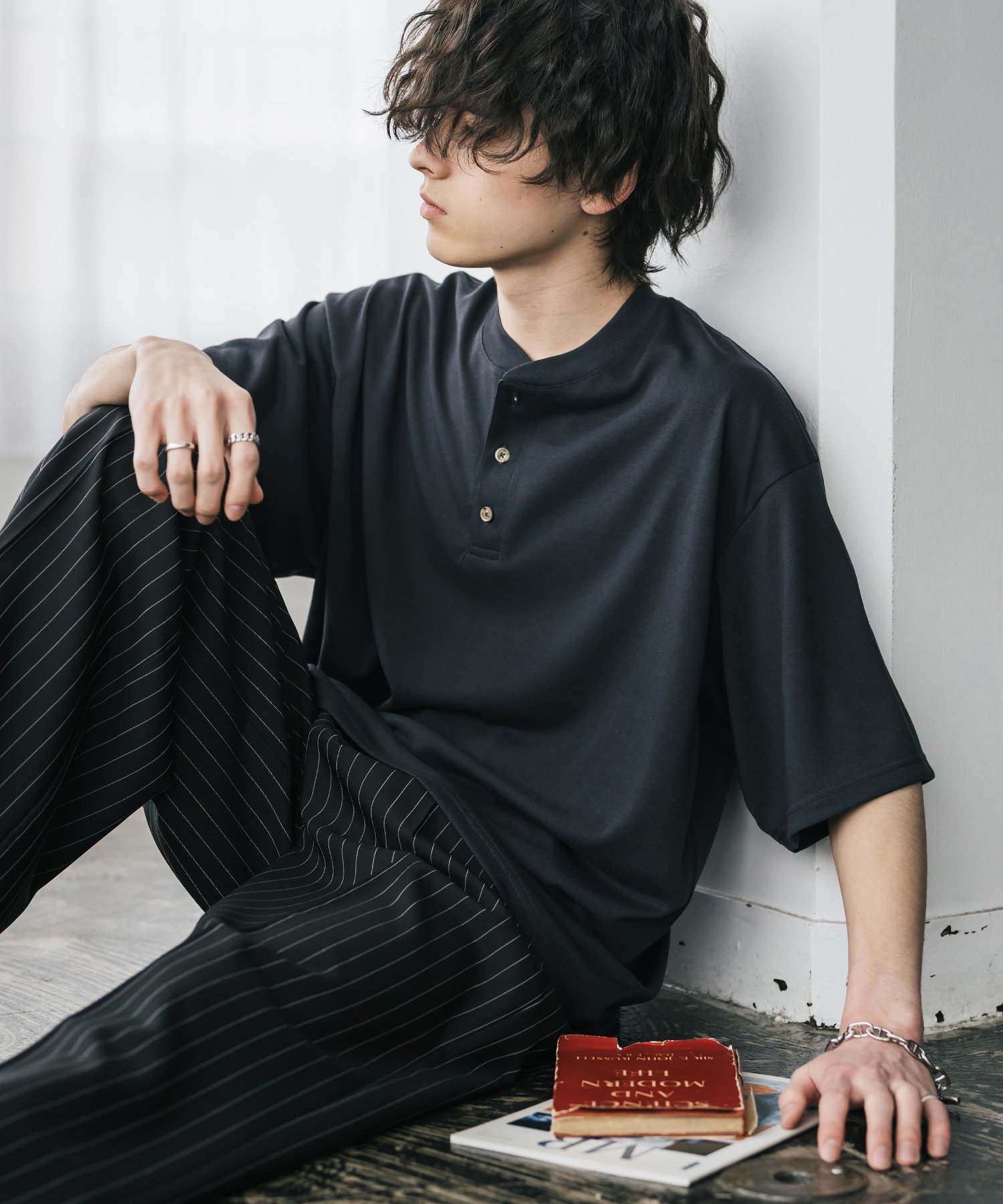 Rocky Monroe AIR TEC+ 接触冷感・遮熱・UVカット 多機能ヘンリーネック半袖Tシャツ ロッキーモンロー トップス カットソー・Tシャツ ネイビー ブルー ピンク グレー ホワイト ブラック