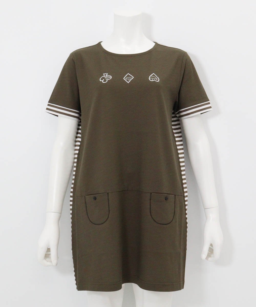 Picone Club 【ピッコーネクラブ公式】バックボーダー切替冷感チュニック ピッコーネクラブ トップス カットソー・Tシャツ カーキグリーン ブラック ネイビー【送料無料】