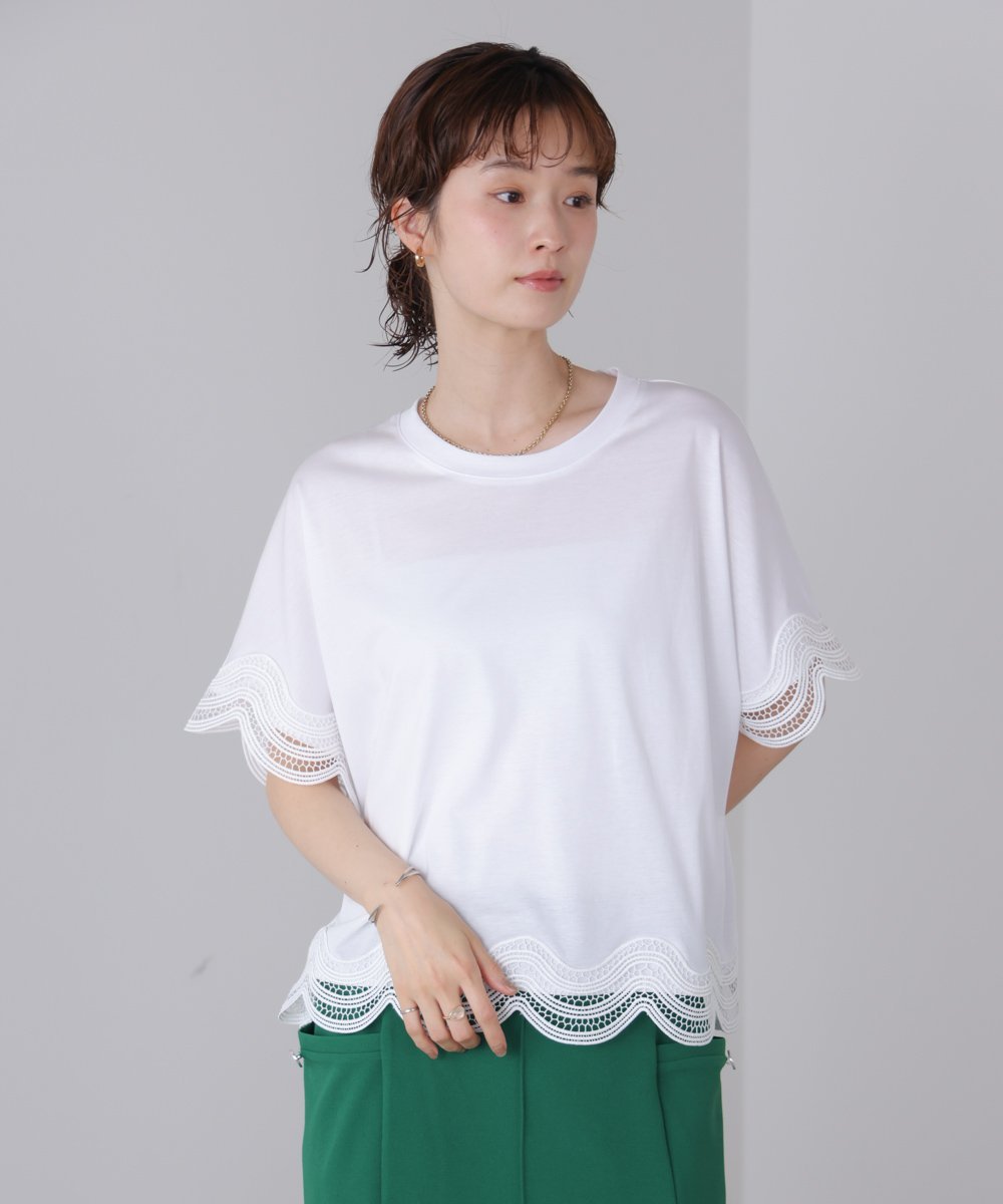 レーストリミングプルオーバー バブ / ブージュルード トップス カットソー・Tシャツ ホワイト ブラック