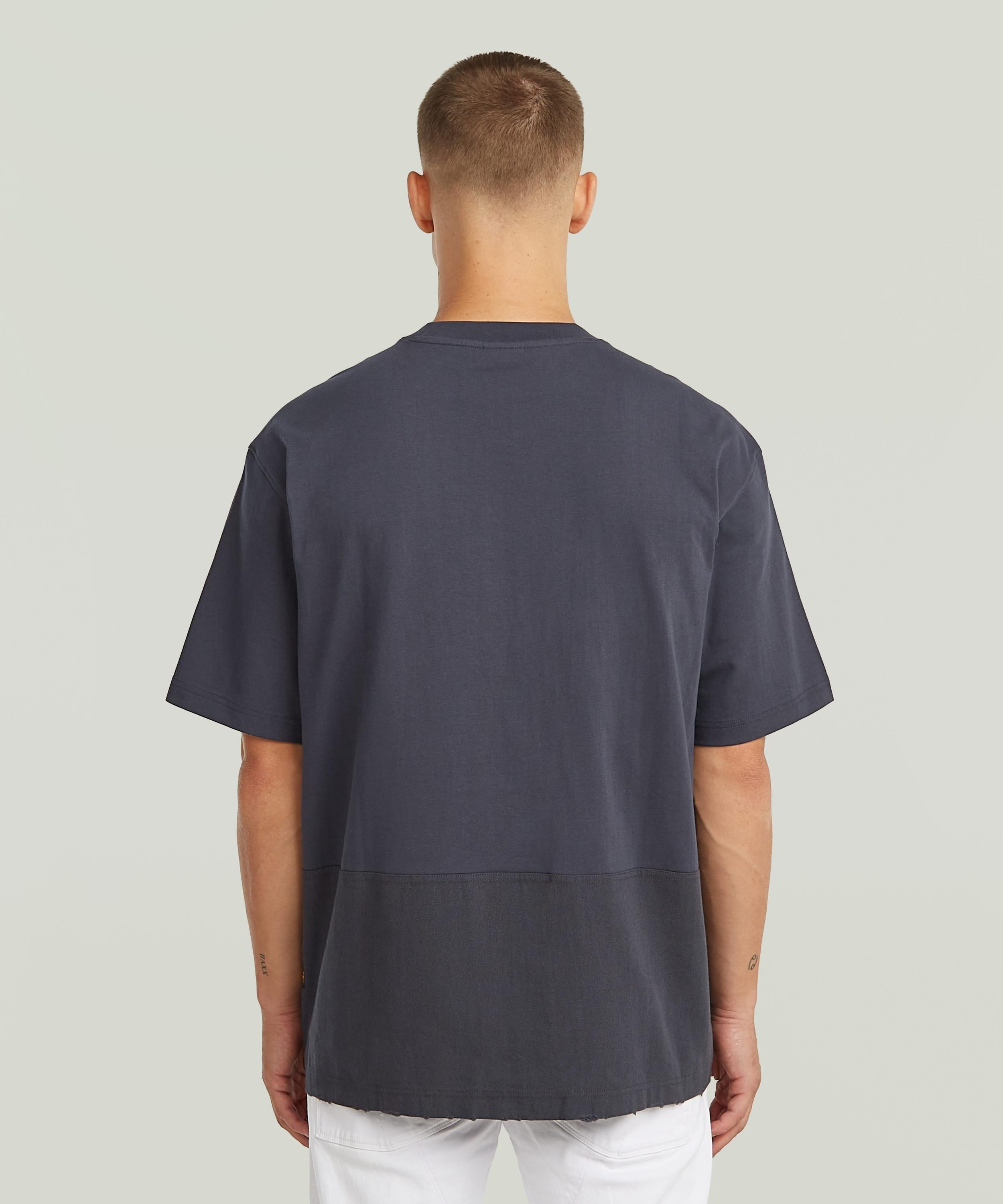 【公式ショップ】Utility Fabric Mix T-Shirt/異素材ミックスウォッシュ加工フロントポケットルーズTシャツ ジースターロゥ トップス カットソー・Tシャツ グレー