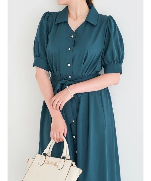 Re-J&SUPURE ウエストリボンベルトタックシャツワンピース リジェイアンドスプル ワンピース・ドレス ワンピース