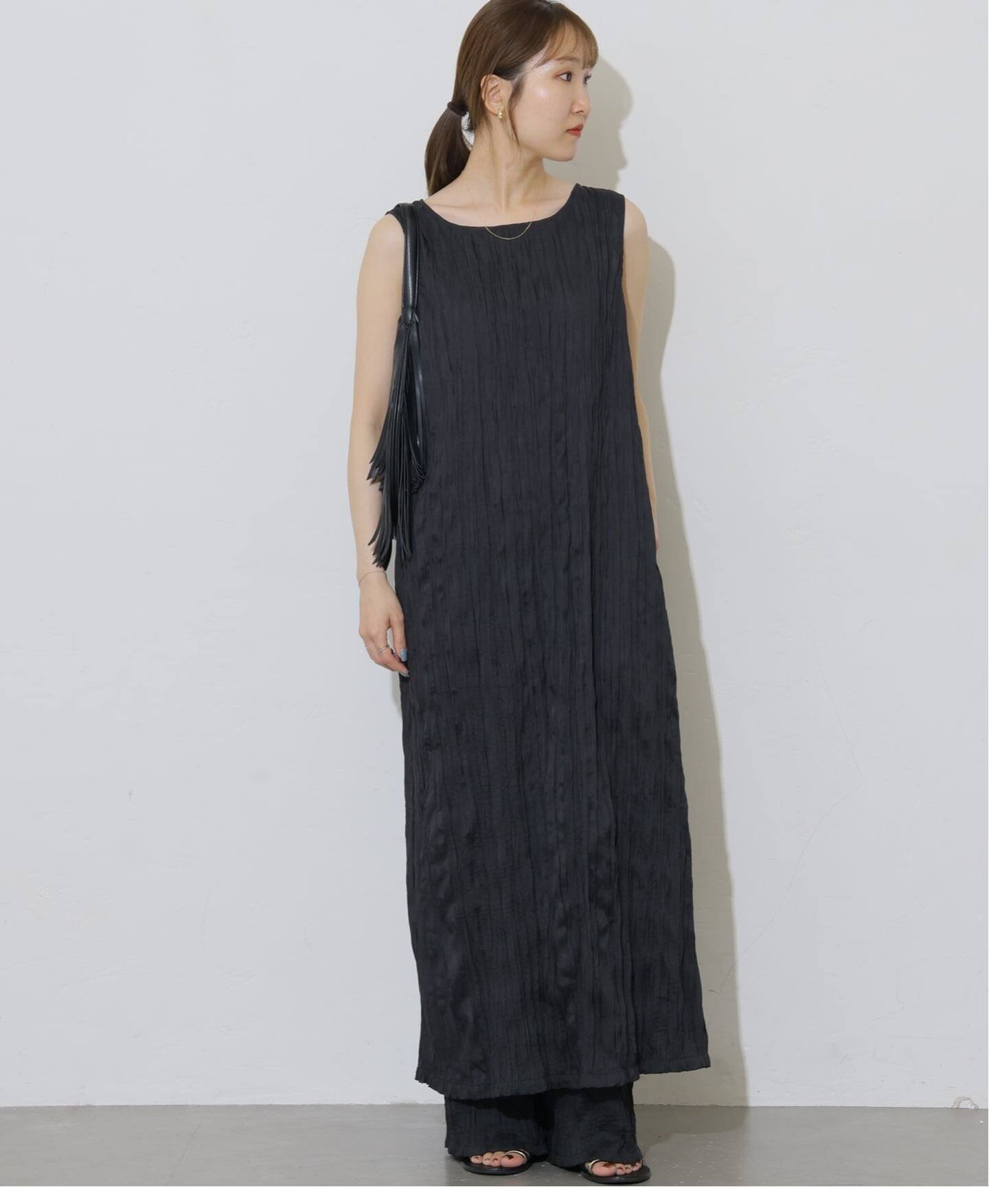 JOURNAL STANDARD relume ワッシャーノースリーブワンピース ジャーナル スタンダード レリューム ワンピース・ドレス ワンピース ブラック ブラウン