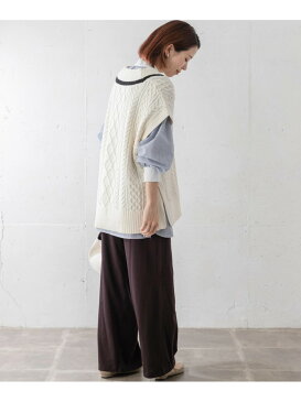 Sonny Label 【WEB限定】ケーブルチルデンベスト サニーレーベル ニット ニットその他 ホワイト ベージュ【送料無料】