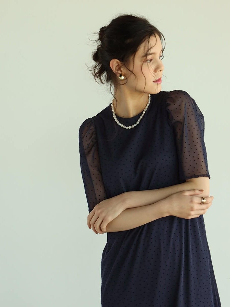 Rire Fete Rire Fete/フロッキードットチュールドレス -navy- ヴァン ワンピース・ドレス ドレス ネイビー【送料無料】のサムネイル