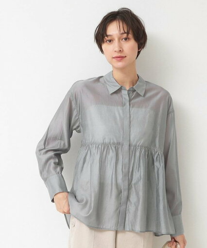 【SALE/60%OFF】Dessin 【洗える】シアーペプラムシャツ(S~L) デッサン トップス シャツ・ブラウス グレー ブラウン ブラック 【SALE/60%OFF】Dessin 【洗える】シアーペプラムシャツ(S~L) デッサン トップス シャツ・ブラウス グレー ブラウン ブラック