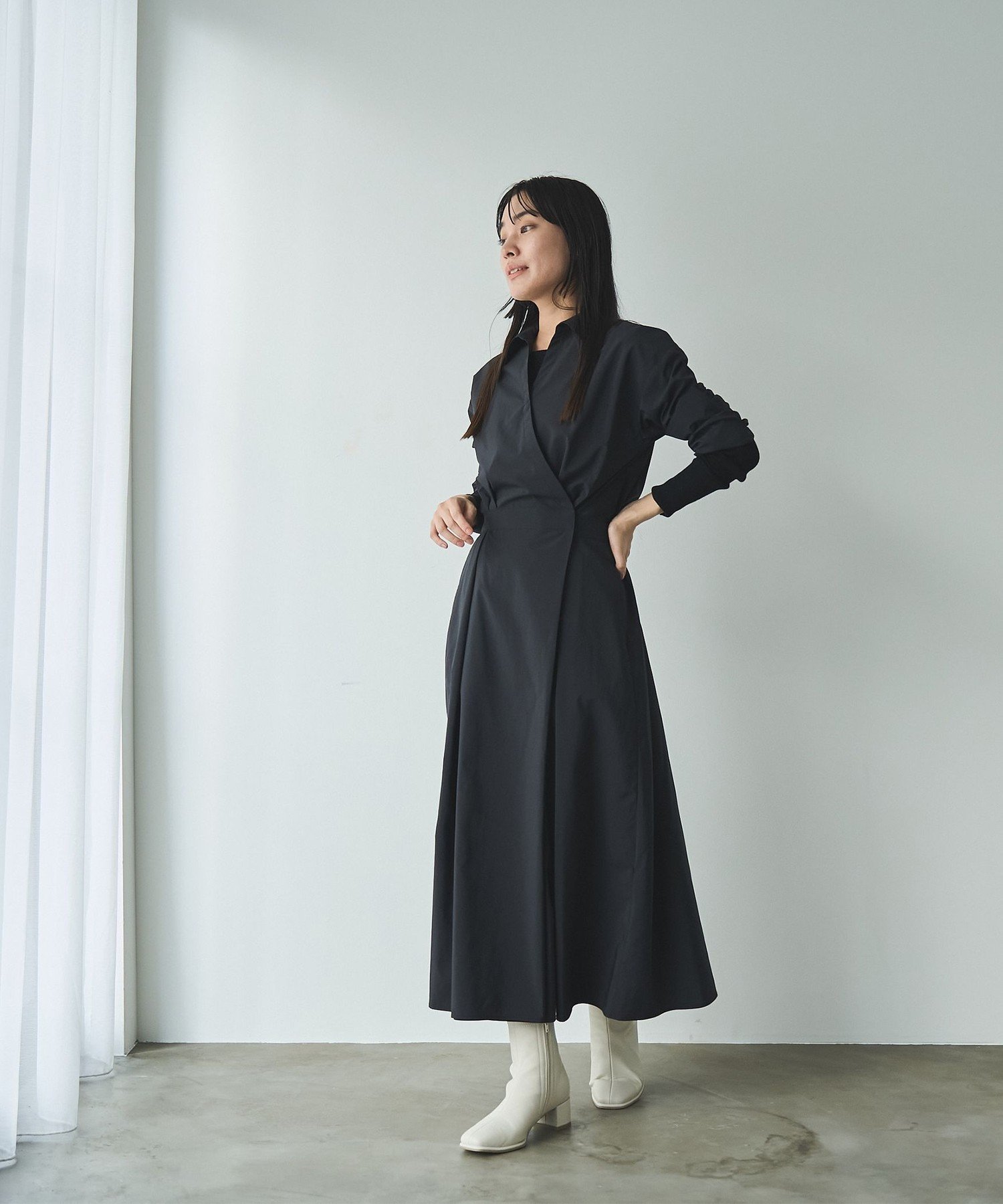 RONEL AMARC(アマーク)カシュクールシャツドレス コーエン ワンピース・ドレス シャツワンピース ブラック ベージュ ネイビー【送料無料】のサムネイル