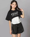 ZIDDY 重ね着風Tシャツ&ショートパンツセット(130~160cm) ベベ オンライン ストア スーツ・フォーマル セットアップスーツ ホワイト ブラック【...