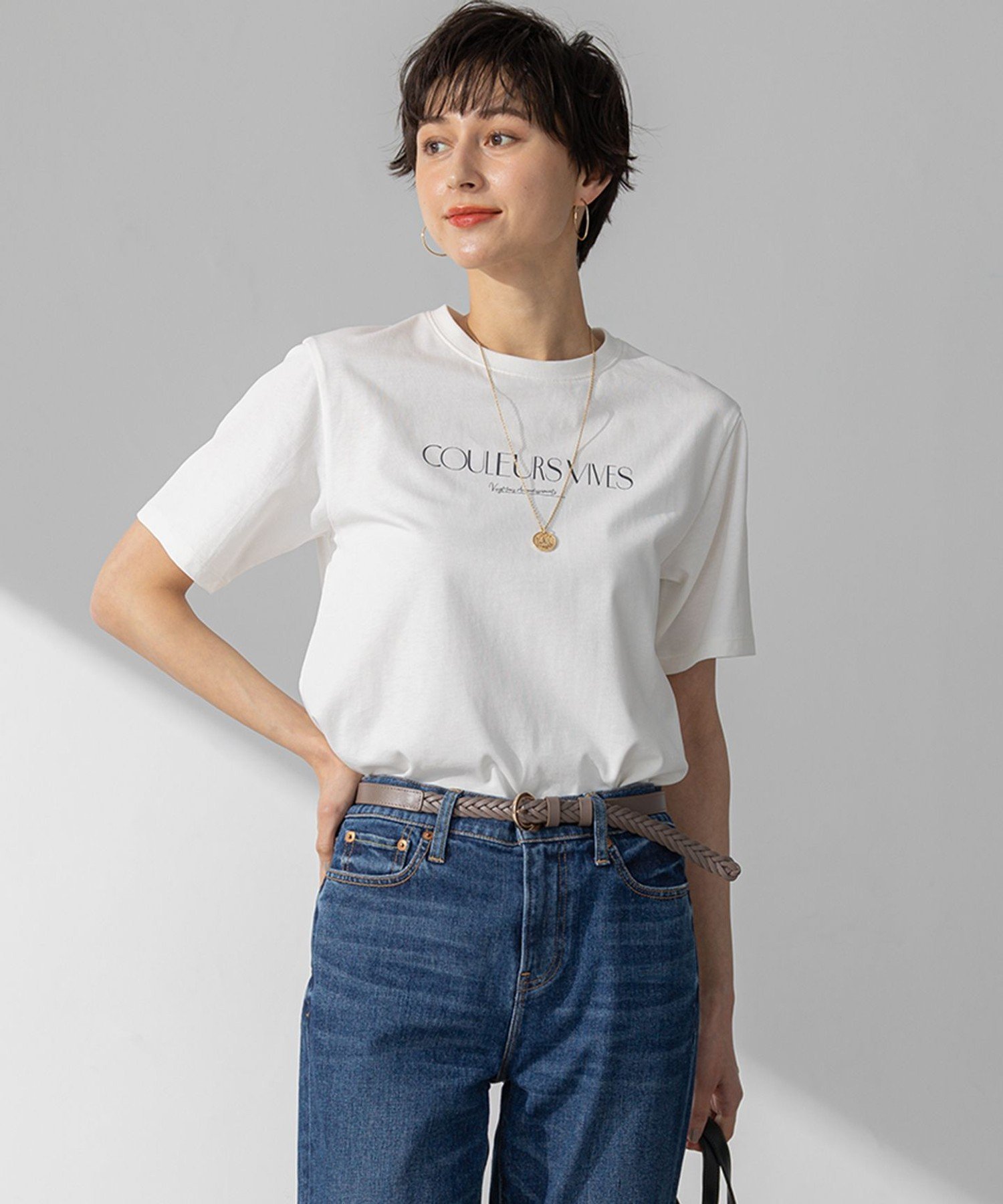 23区 【洗える】ボタニカル カラー Tシャツ ニジュウサンク トップス カットソー・Tシャツ イエロー ピンク ホワイト