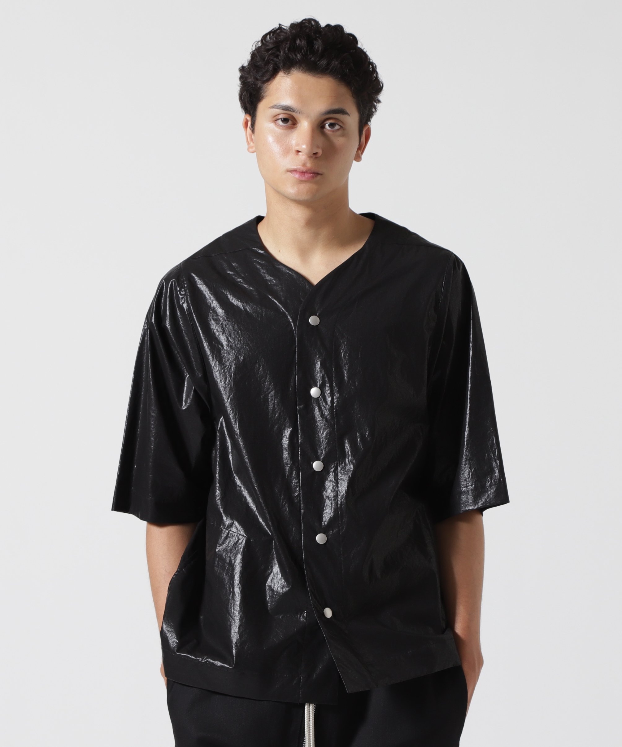 ROYAL FLASH A.F ARTEFACT/エーエフ・アーティファクト/COATING BASEBALL SHIRTS ロイヤルフラッシュ トップス シャツ・ブラウス ブラック