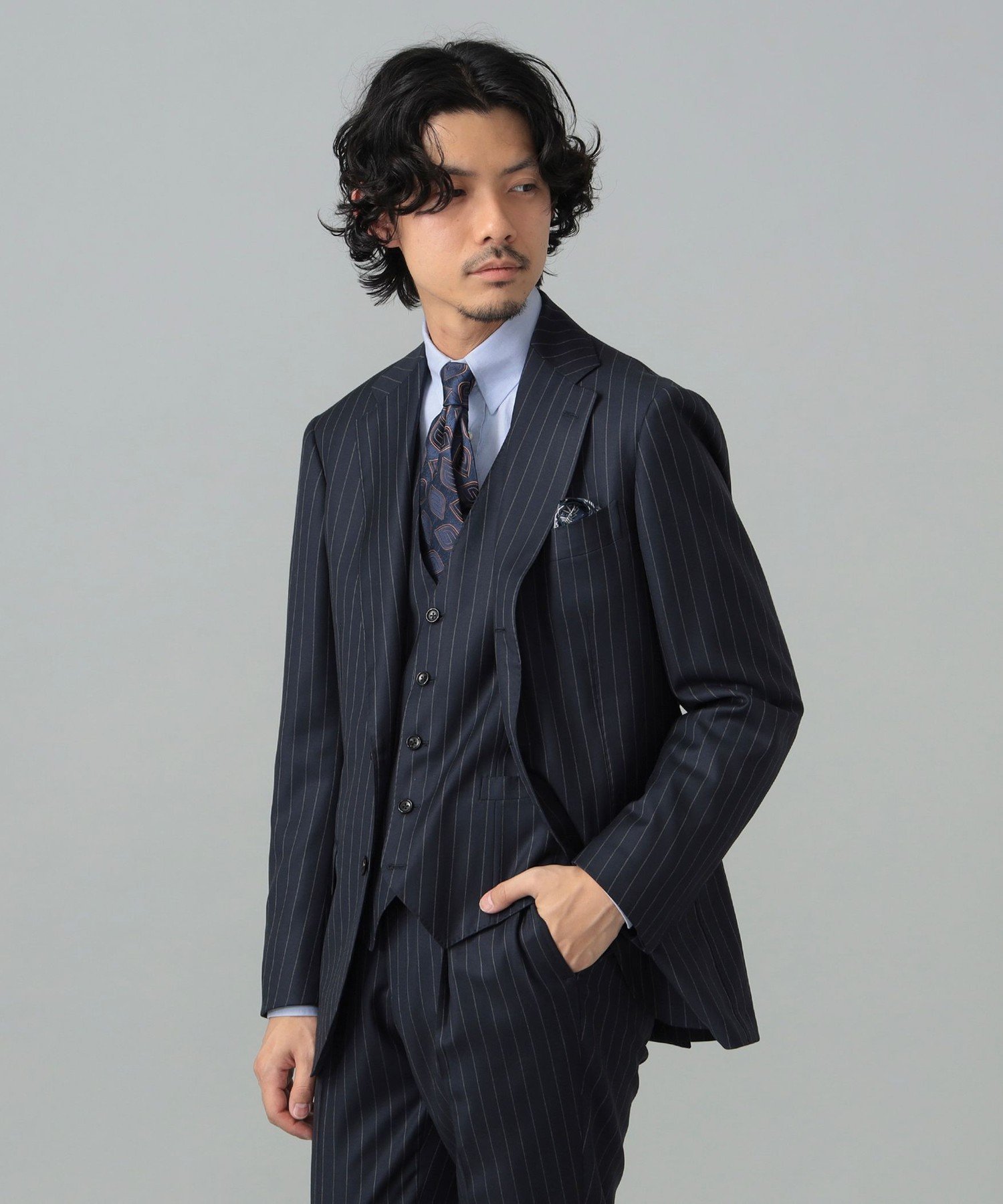 Brilla per il gusto DORMEUIL ウール チョークストライプ スリーピース スーツ ビームス メン スーツ・フォーマル セットアップスー...