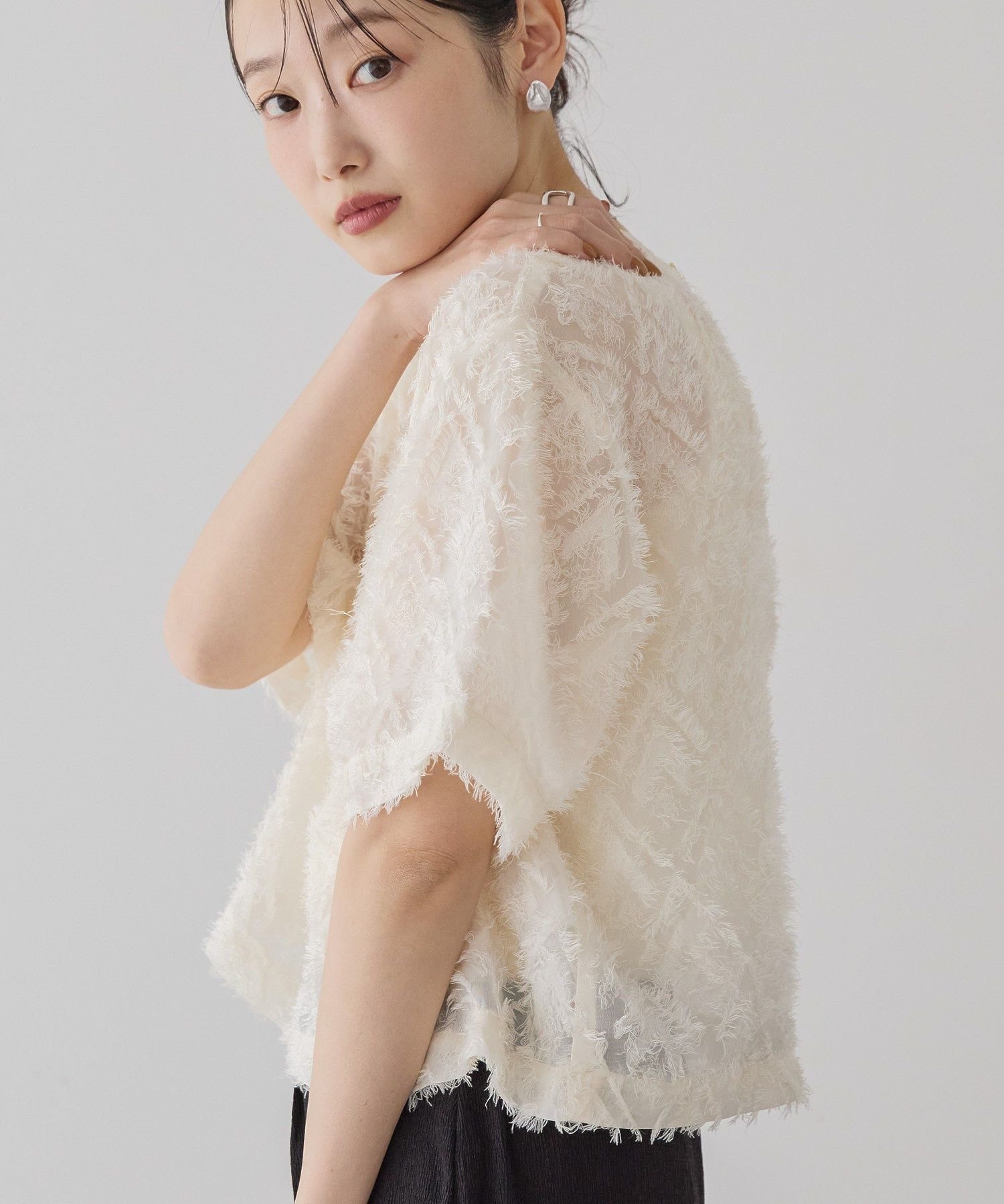 AMERICAN HOLIC フリンジジャガードブラウス アメリカン ホリック トップス シャツ・ブラウス ブラウン ブラック ホワイトのサムネイル