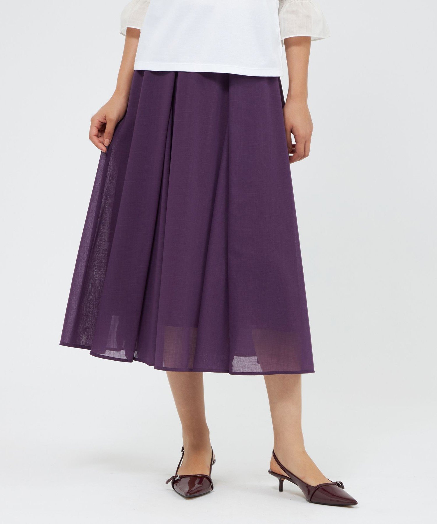 EPOCA ウールボイル タックスカート エポカ スカート ロング・マキシスカート ブラウン パープル【送料無料】