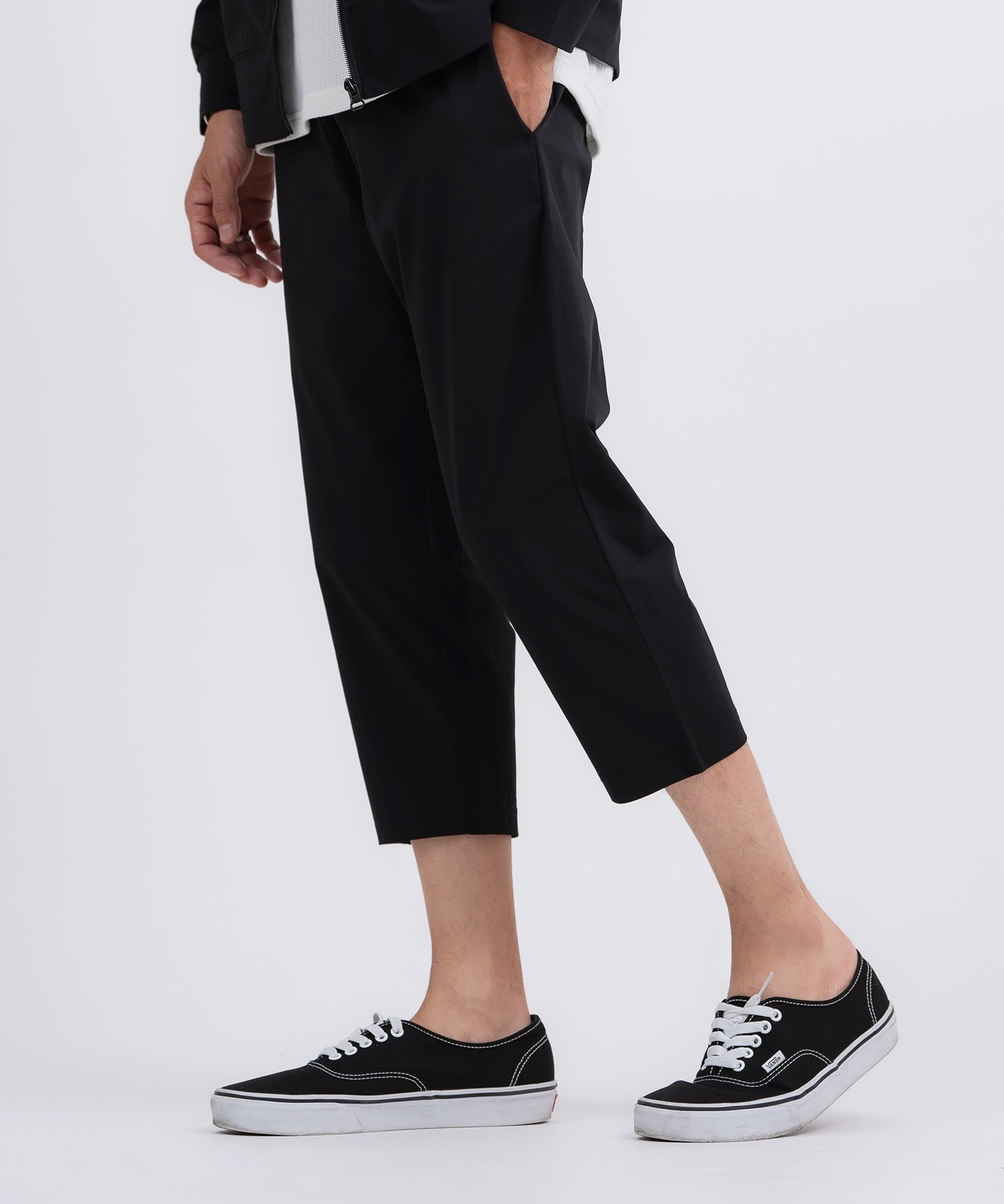 improves ストレッチ 天竺 7分丈 クロップドパンツ インプローブス パンツ ジャージ・スウェットパンツ ブラック グレー ネイビー