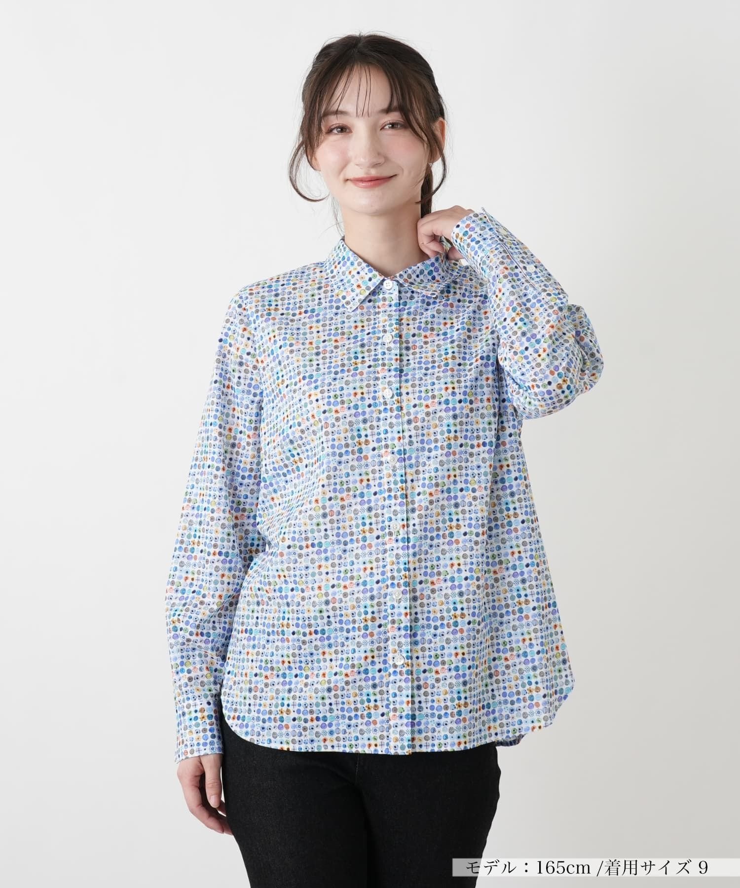 Leilian ボタニカル柄ブラウス【Leilian WHITE LABEL】 レリアン トップス シャツ・ブラウス ブルー