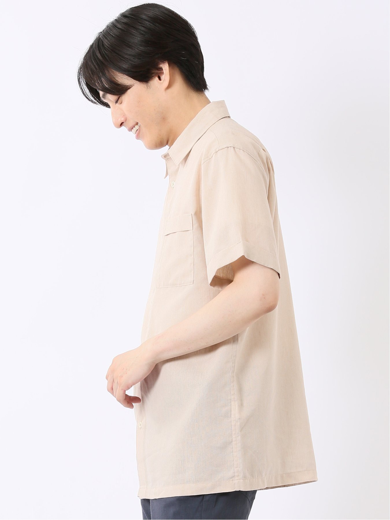 m.f.editorial リネン混 レギュラーカラー 半袖 シャツ タカキュー トップス シャツ・ブラウス ホワイト