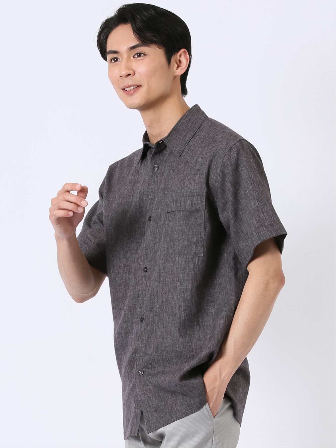 m.f.editorial リネン混 レギュラーカラー 半袖 シャツ タカキュー トップス シャツ・ブラウス ホワイト