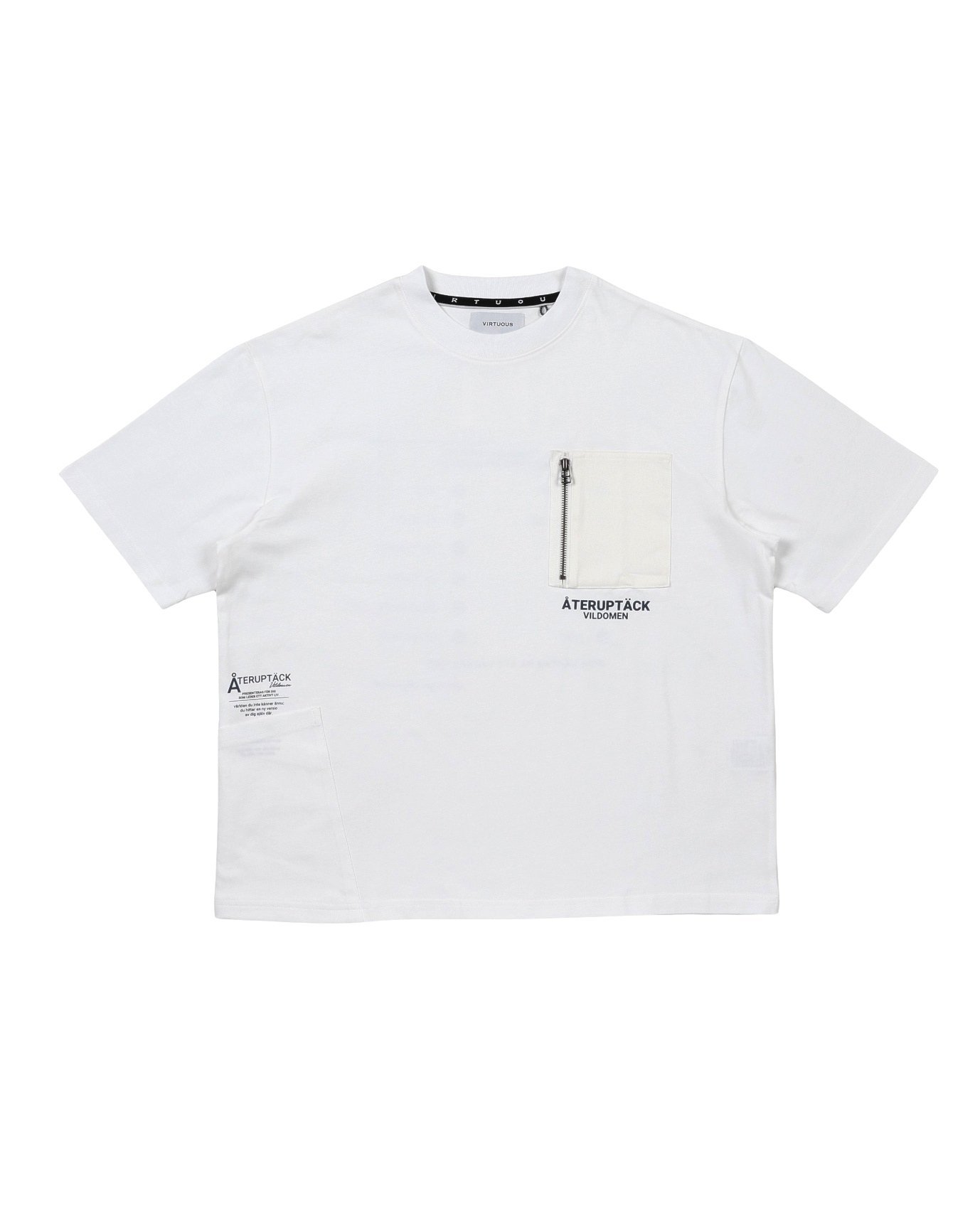 YEVS 【VIRTUOUS】サイドポケット多面PTロゴTシャツ イーブス トップス カットソー・Tシャツ ブラック ホワイト