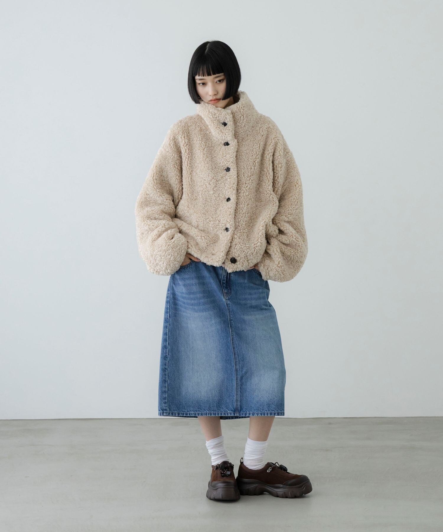 LOWRYS FARM CONE/Wウエストミディスカート ローリーズファーム スカート ロング・マキシスカート ブルー ブラック