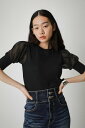 マウジー 服 レディース 【SALE／39%OFF】AZUL BY MOUSSY SHEER SLEEVE PUFF TOPS アズールバイマウジー トップス カットソー・Tシャツ ブラック ホワイト ピンク ブルー